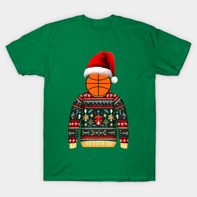 Ugly Christmas Sweater Basketball #1 T-Shirt by Butterfly Venom